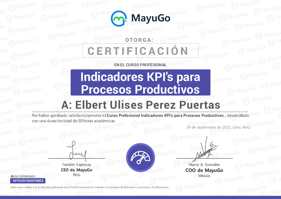 Perfil De Elbert Ulises En Mayugo Diploma Del Curso Profesional De